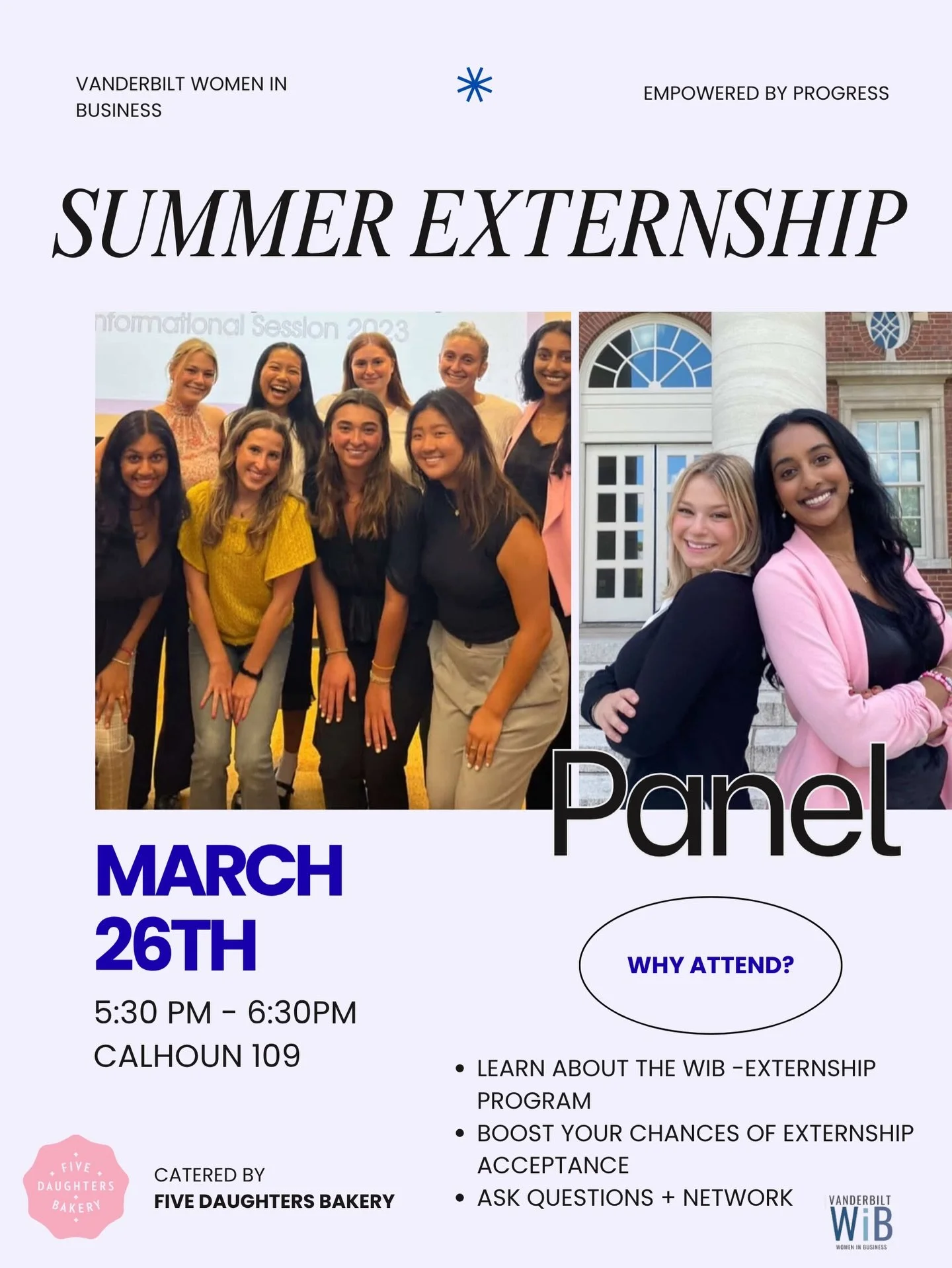 Join us this Thursday for our Summer Externship Panel. Learn more about the WIB externship program, get tips to strengthen your application, and connect with women who&rsquo;ve been through it. #vanderbilt