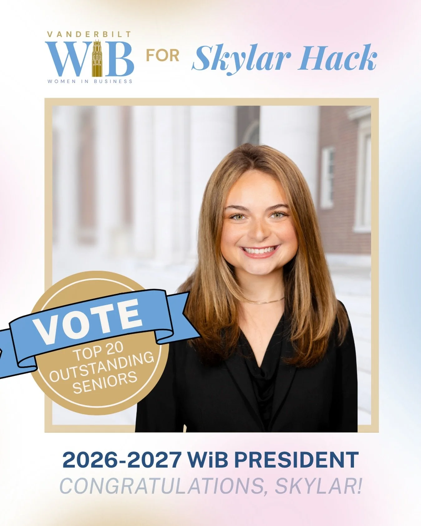 We&rsquo;re so proud of our president @skylar.hack for being named one of Vanderbilt&rsquo;s Top 20 Outstanding Seniors! 💛⚓ 

Help vote her into the Top 10 today through Wednesday, September 30, on Anchor Link! Read more about Skylar and cast your v