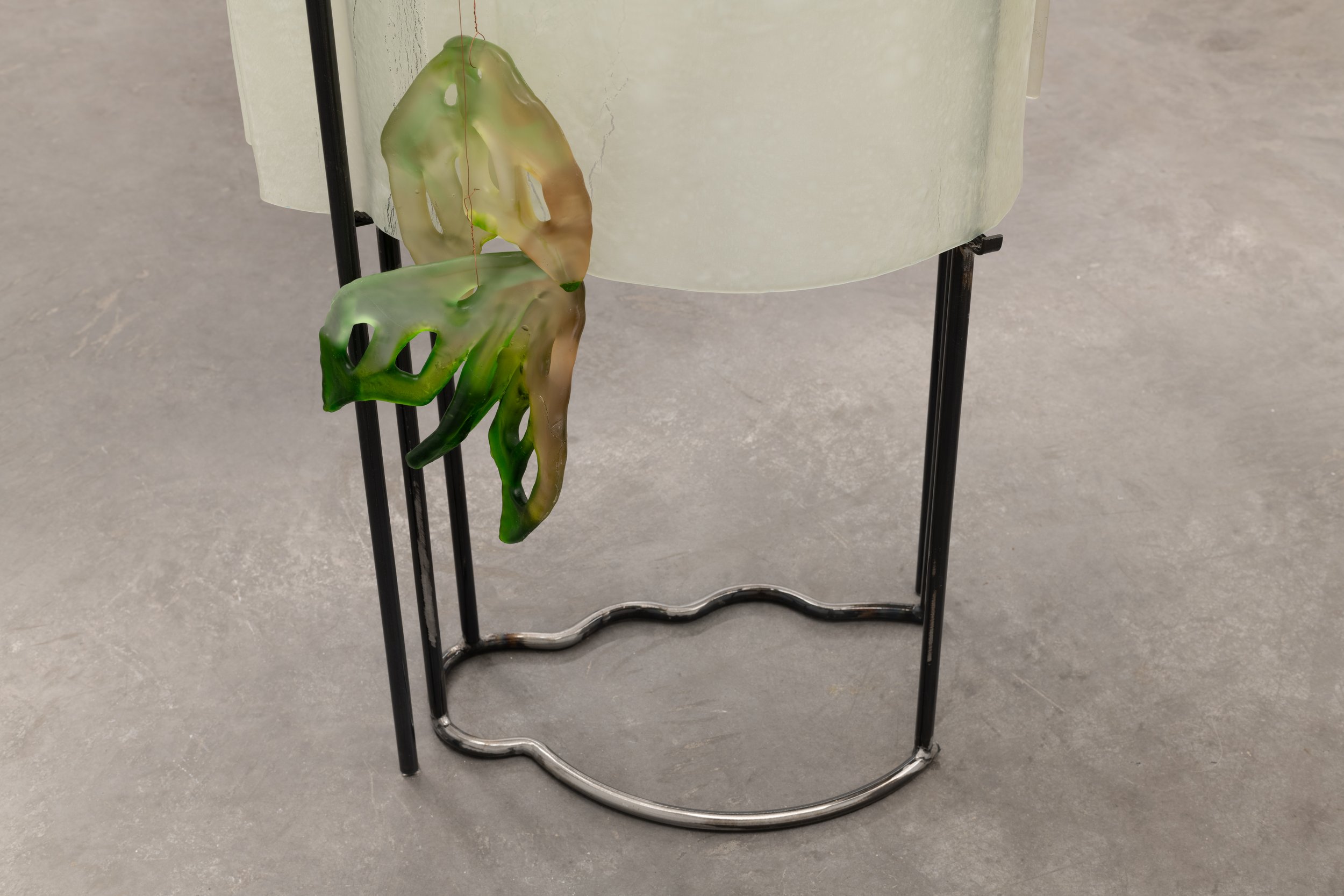 (Detail) Shell (stem), 2024 - Glass, copper wire, aluminum and lacquered iron