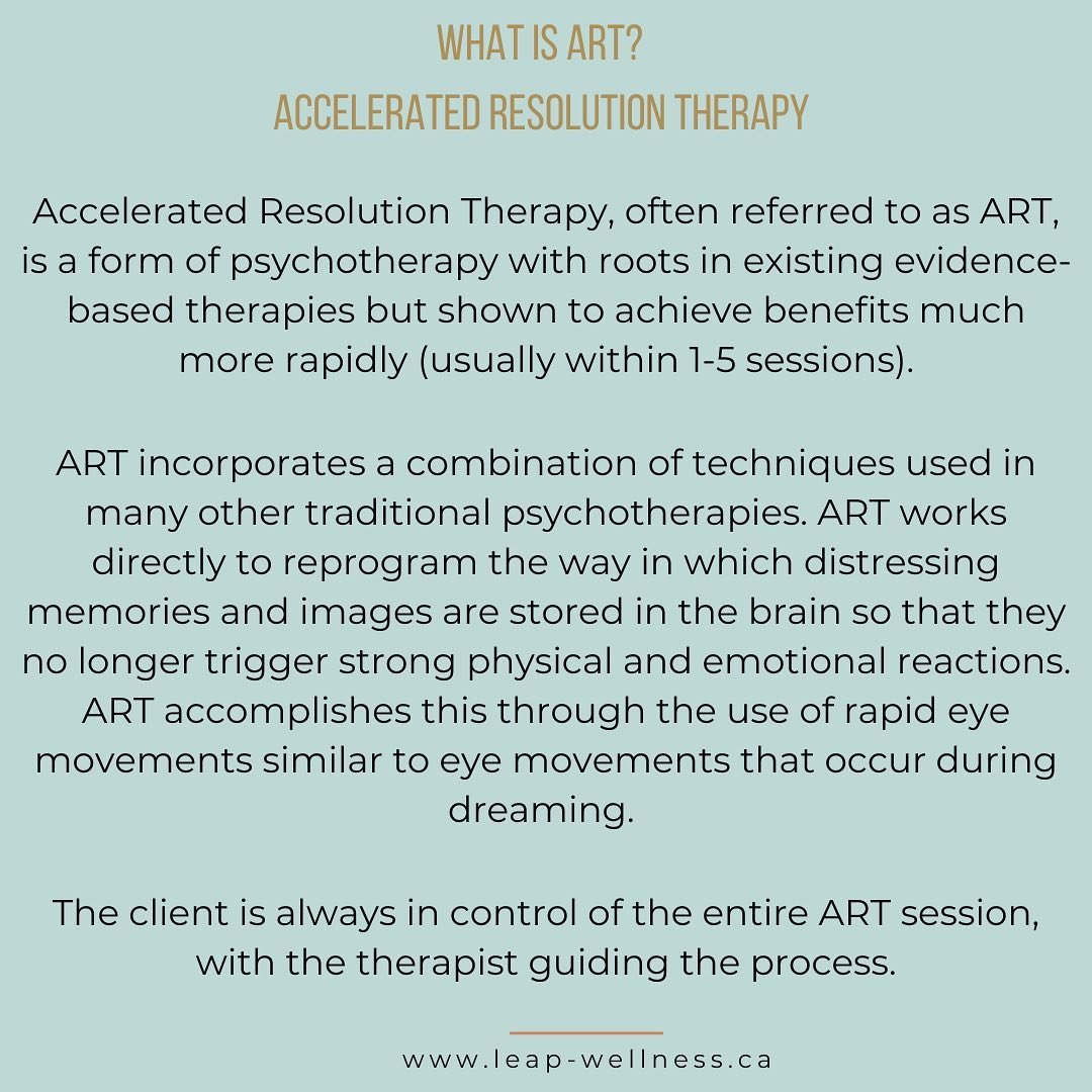 Have you heard about ART ( Accelerated Resolution Therapy)? 

#MentalHealth #TherapyIsForEveryone #TherapistsOfInstagram #TraumaTherapy #MentalHealthTherapy