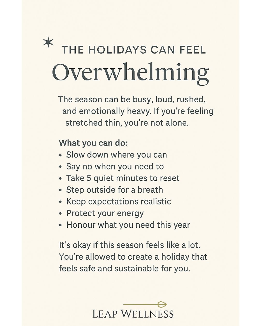 The holidays can be beautiful  but they can also be overwhelming, overstimulating, or emotionally complicated. Between expectations, family dynamics, full schedules, and financial pressure, many people find this time of year more draining than joyful