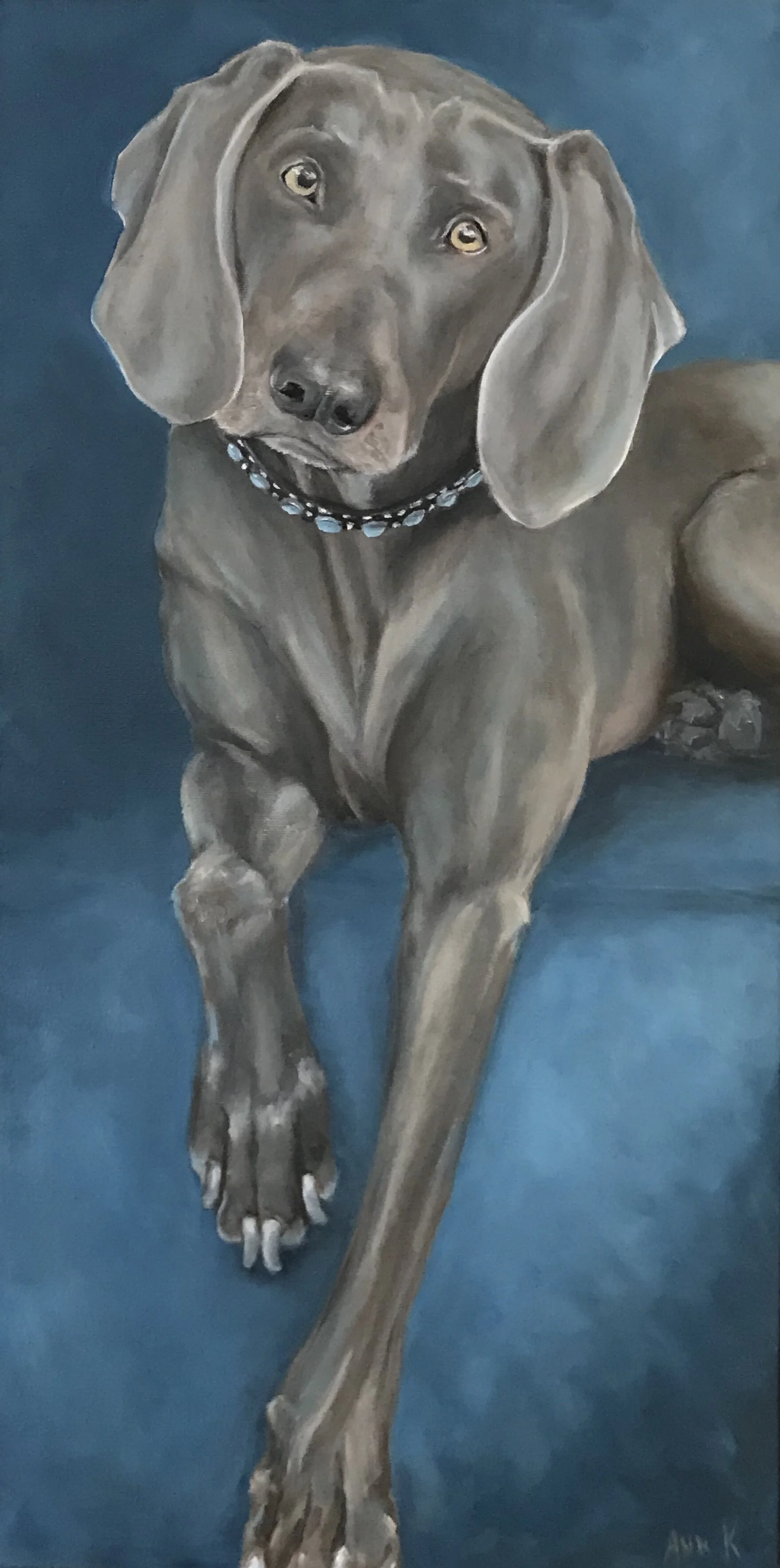 Blu,
Oil on canvas, 12" x 24", sold