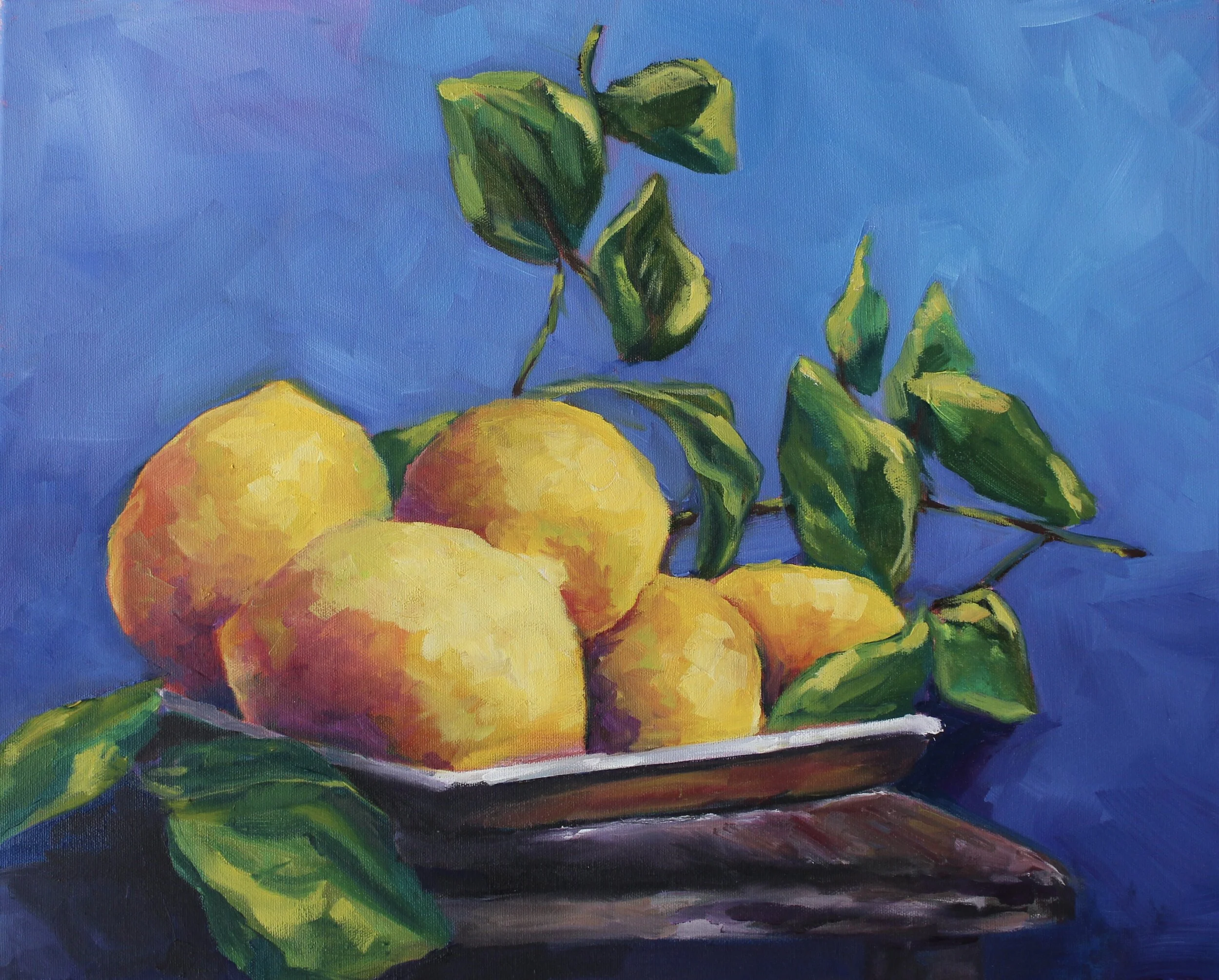 Lemons /
Oil on canvas, 16" x 20", $400