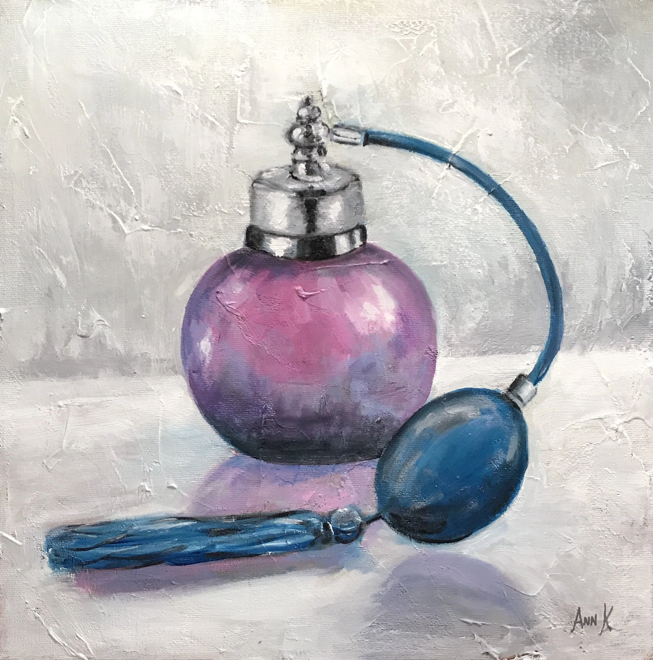 Perfume no.1 /
Oil on canvas, 12" x 12", $150
