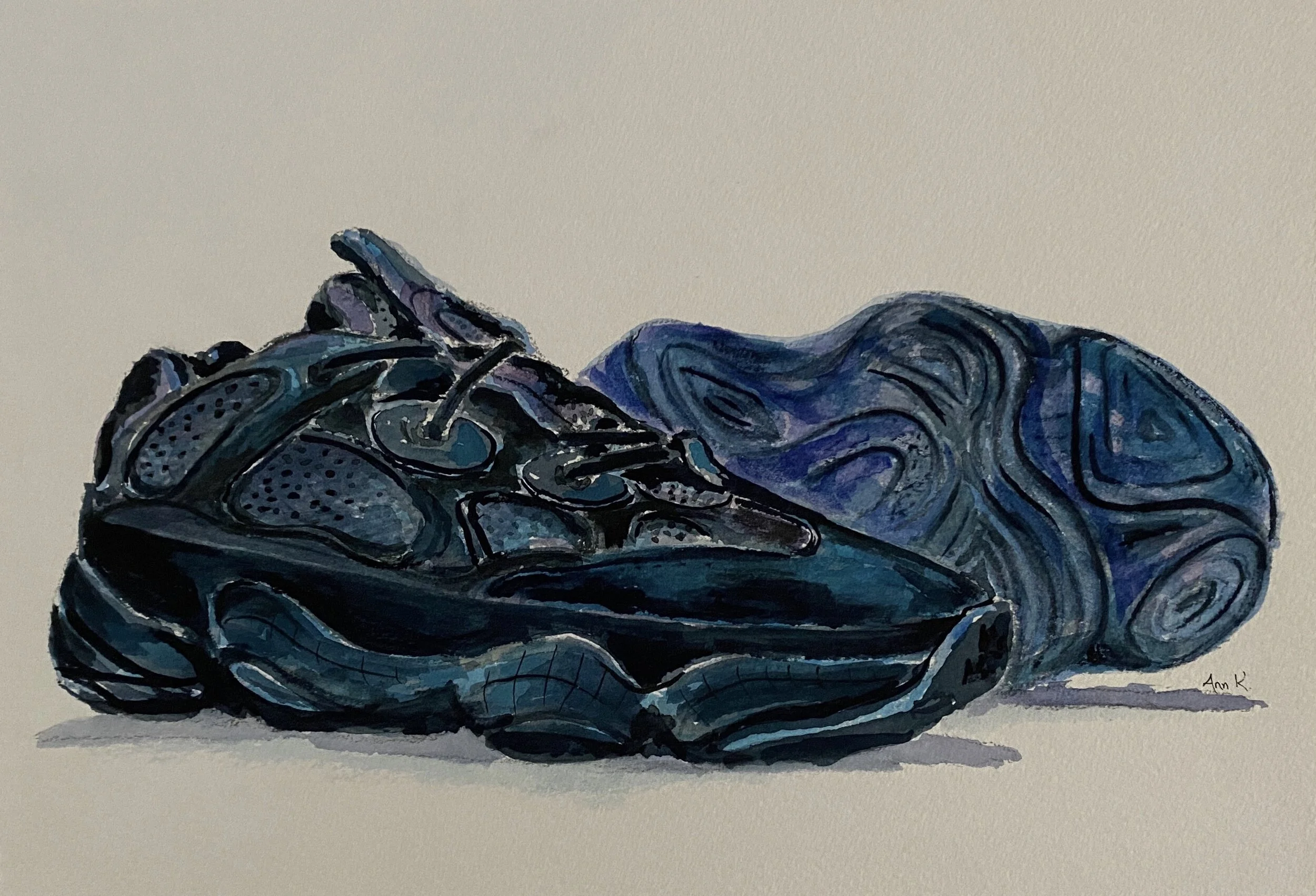 Yeezy 500 / Watercolor on paper, 8" x 10"
