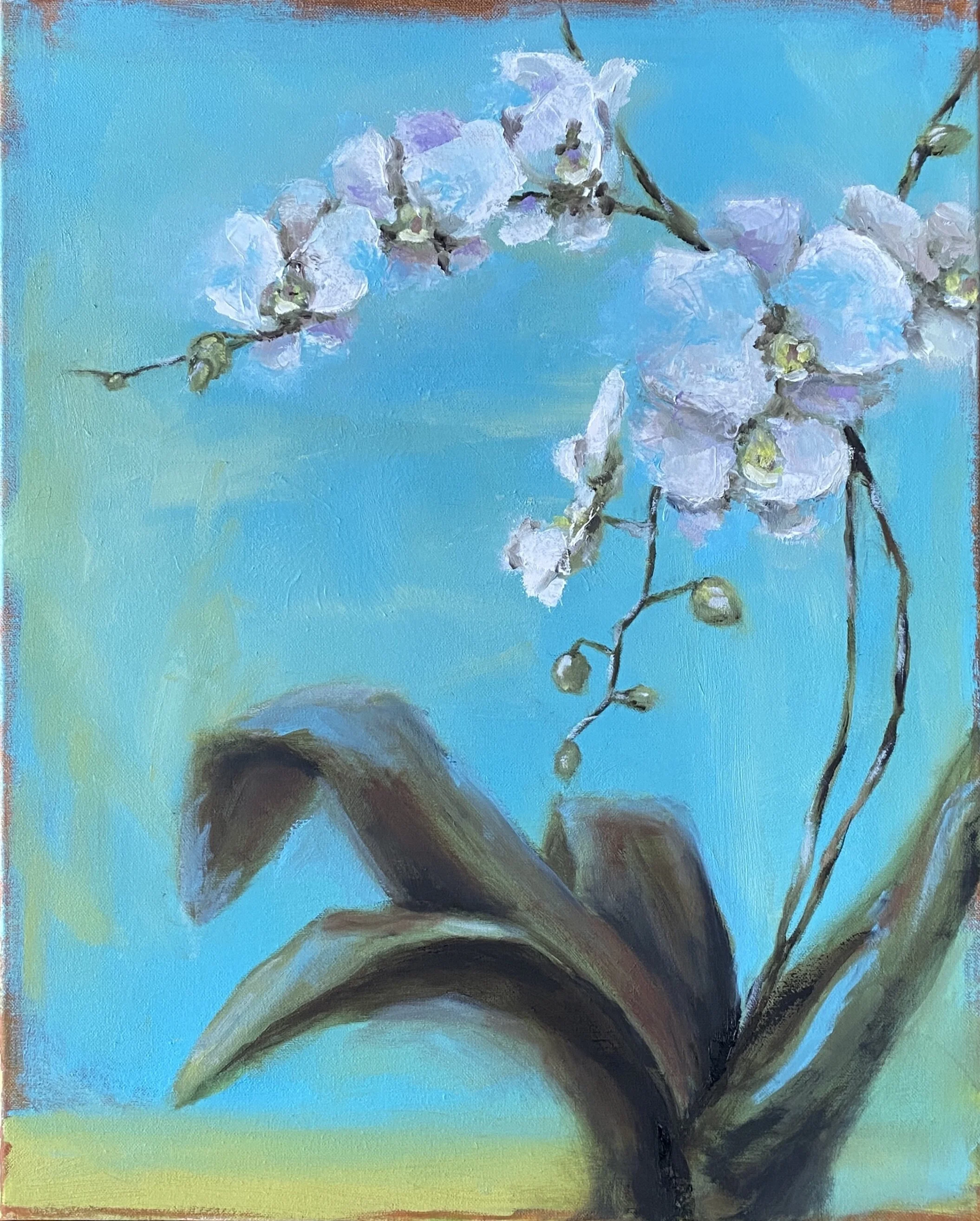 Orchids /
Oil on canvas, 16" x 20", $200