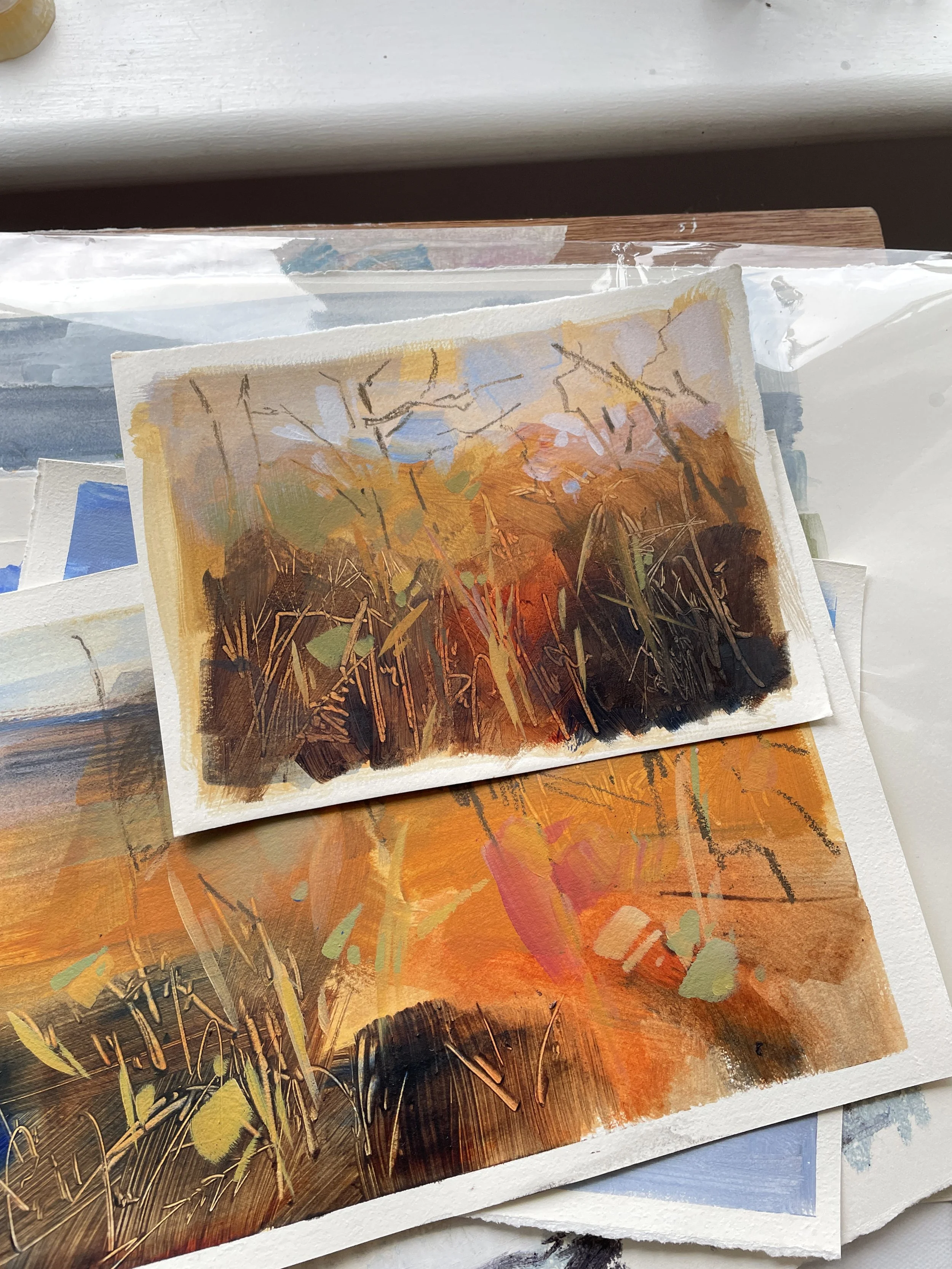 Oakwood Studies, mixed media