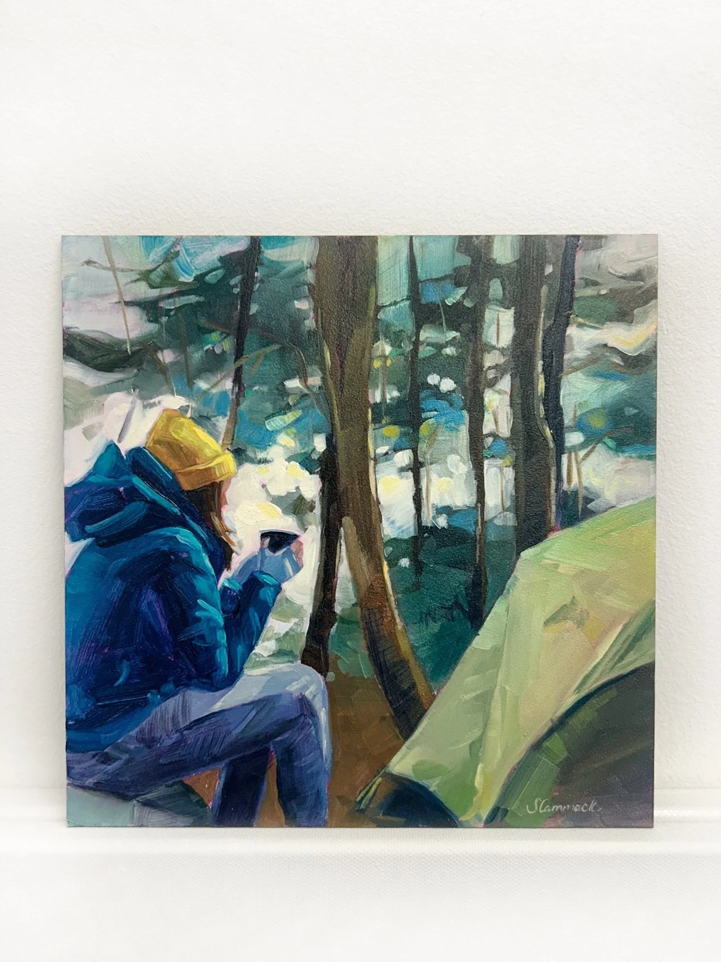 Solo camper ⛺️ Another little painting that I finished off this week, ready to go on my website tomorrow. Still finding it hard to get used to the short days and lack of daylight painting hours at the moment, and still feeling like it&rsquo;s 8pm whe