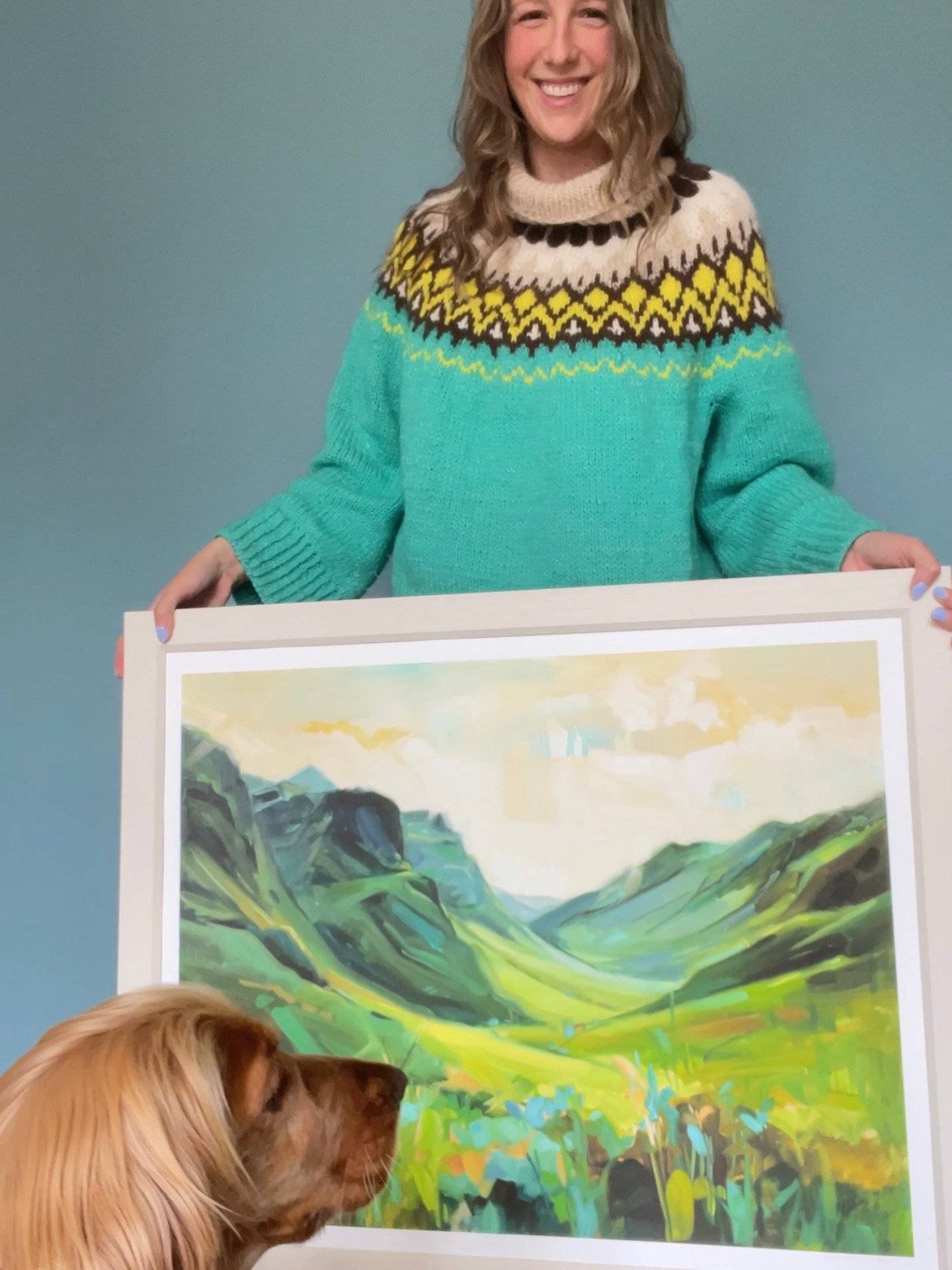 Through Glencoe, limited edition print. Quality control inspection underway from Sula 🐾 

Available on my website ✨ 

#glencoe #scottishprint #glencoeart #scottishart