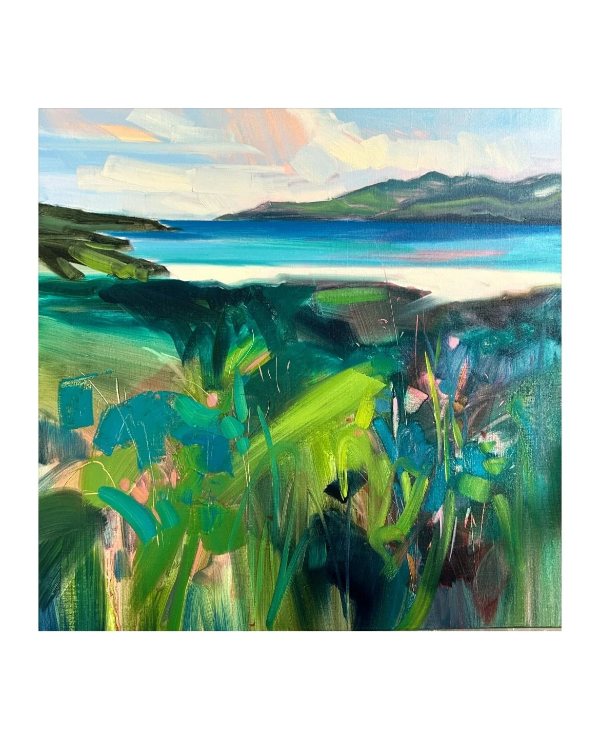 Spring is definitely in the air this week and making its way into my paintings! 🌾🌸

A painting that has been sitting in my head for a wee while now. All the colours of Scotland in springtime. 

#scotland #scottishartist #outerhebrides #scottishland