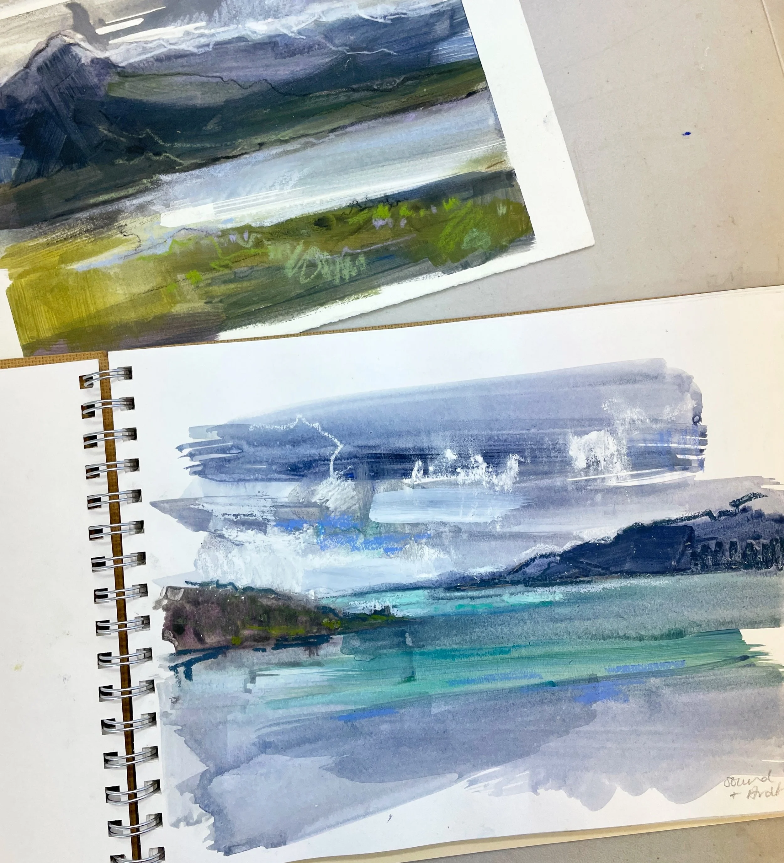 Spending time in my sketchbooks at the moment while studio time is limited. A few of my favourites pages and locations from recent times. 

#scottishartist #sketchbook #scottishhighlands #mixedmedia