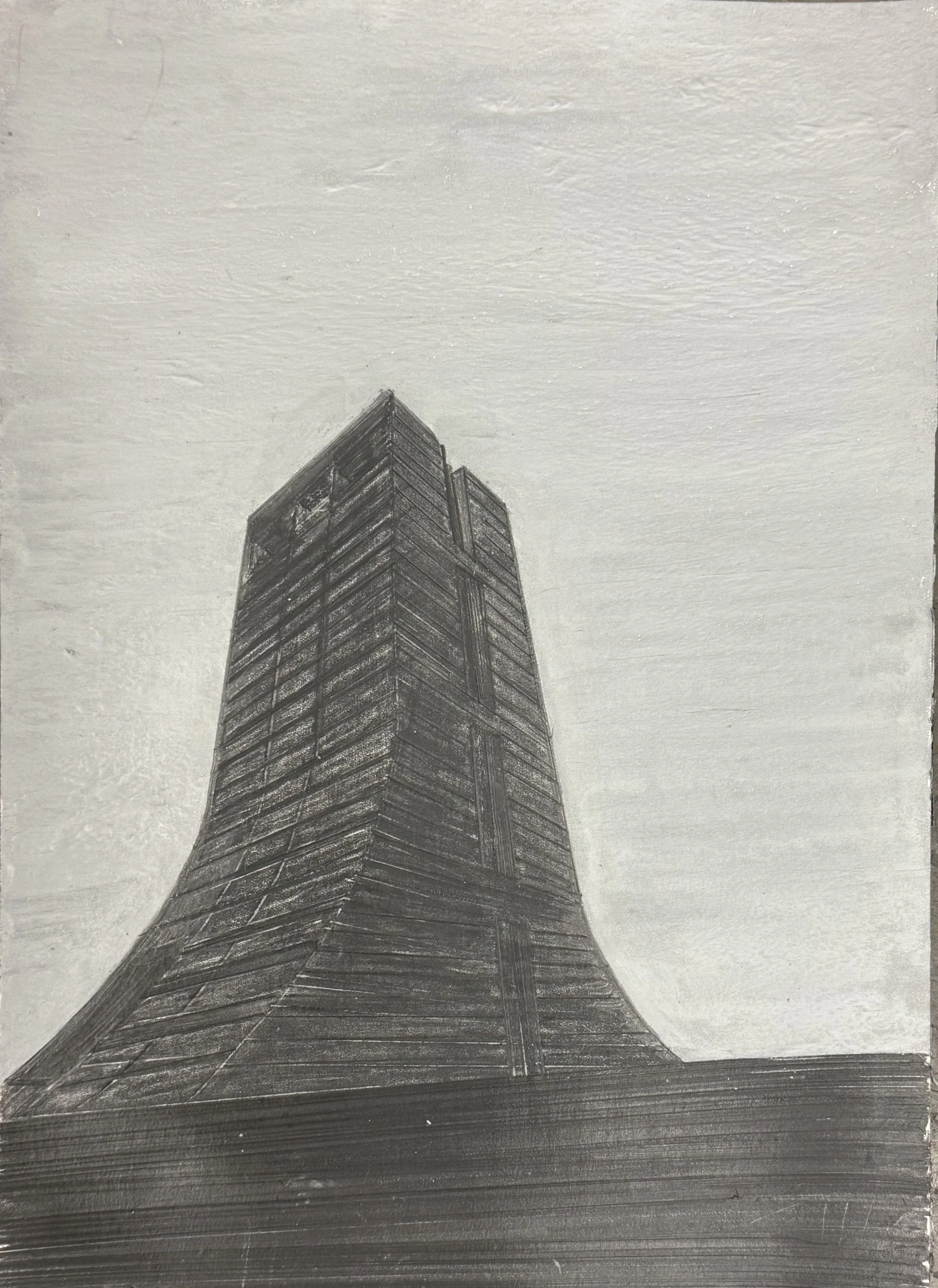 NDMC (study 01) Graphite and oil stick on paper, 14”x10”, 2025