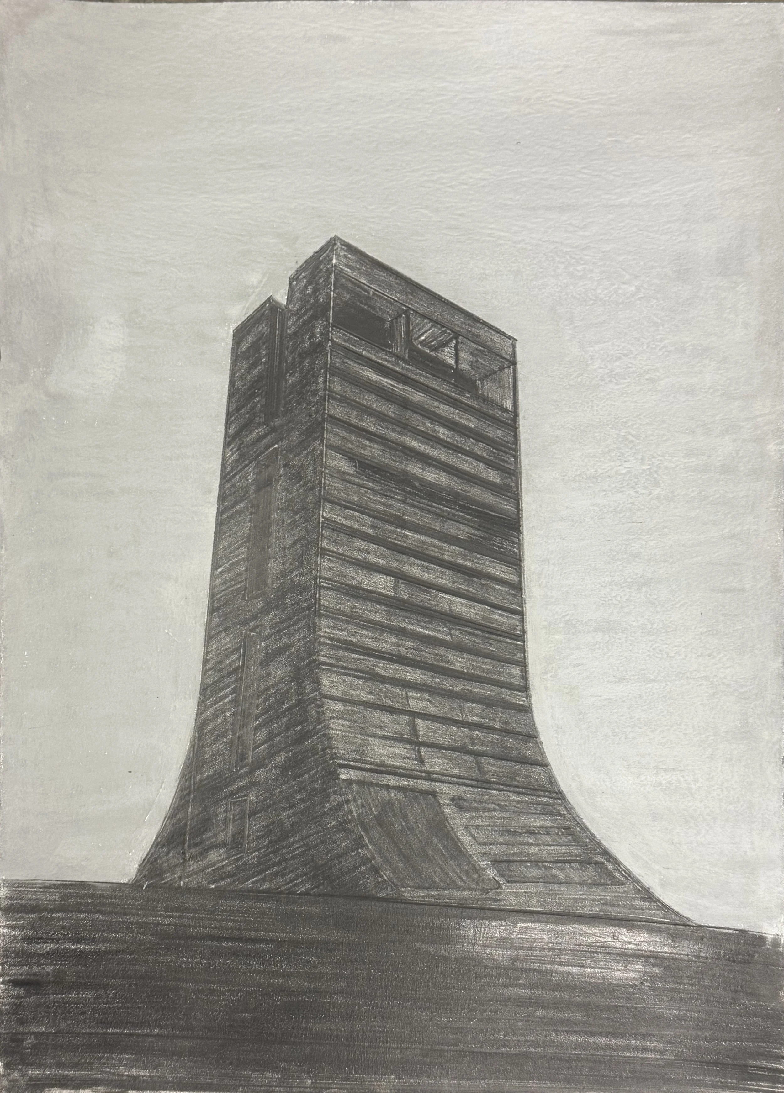 NDMC (study 02) Graphite and oil stick on paper, 14”x10”, 2025