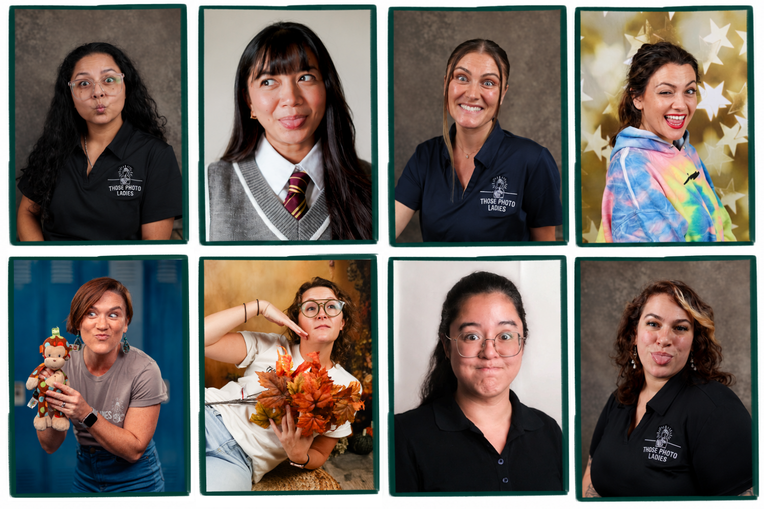 headshot of those photo ladies staff making silly faces