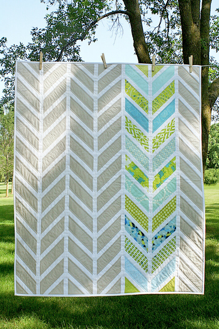 Herringbone baby quilt sale