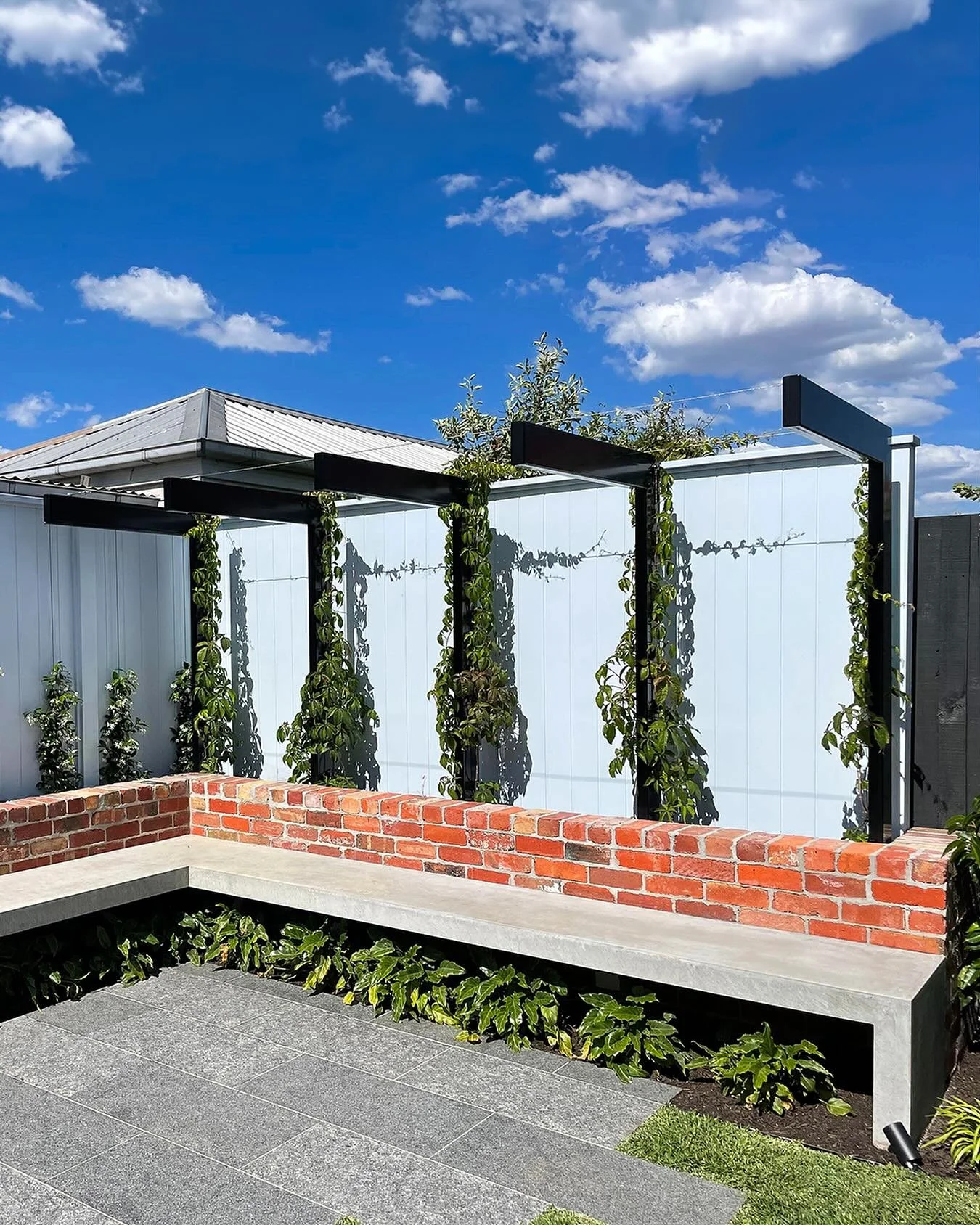 Concrete and brick outdoor bench seating, the ideal spot for spring entertaining 🌿
 
This smart addition to our Yarraville job not only enhances the outdoor aesthetic, but also creates a gathering space for family and friends.