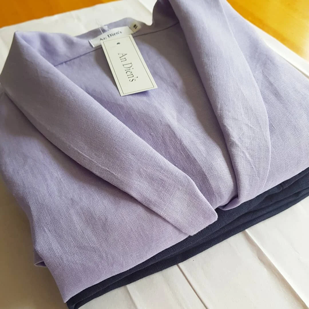 Soft lilac dreams on this cold Winter day...packing our Frances Blouse in lilac linen together with the Audrey Pants in navy linen, a perfect duo! Designed and handmade with love in Sydney.

#fabric&nbsp;#maker&nbsp;#sewsewsew&nbsp;#outfitinspo&nbsp;
