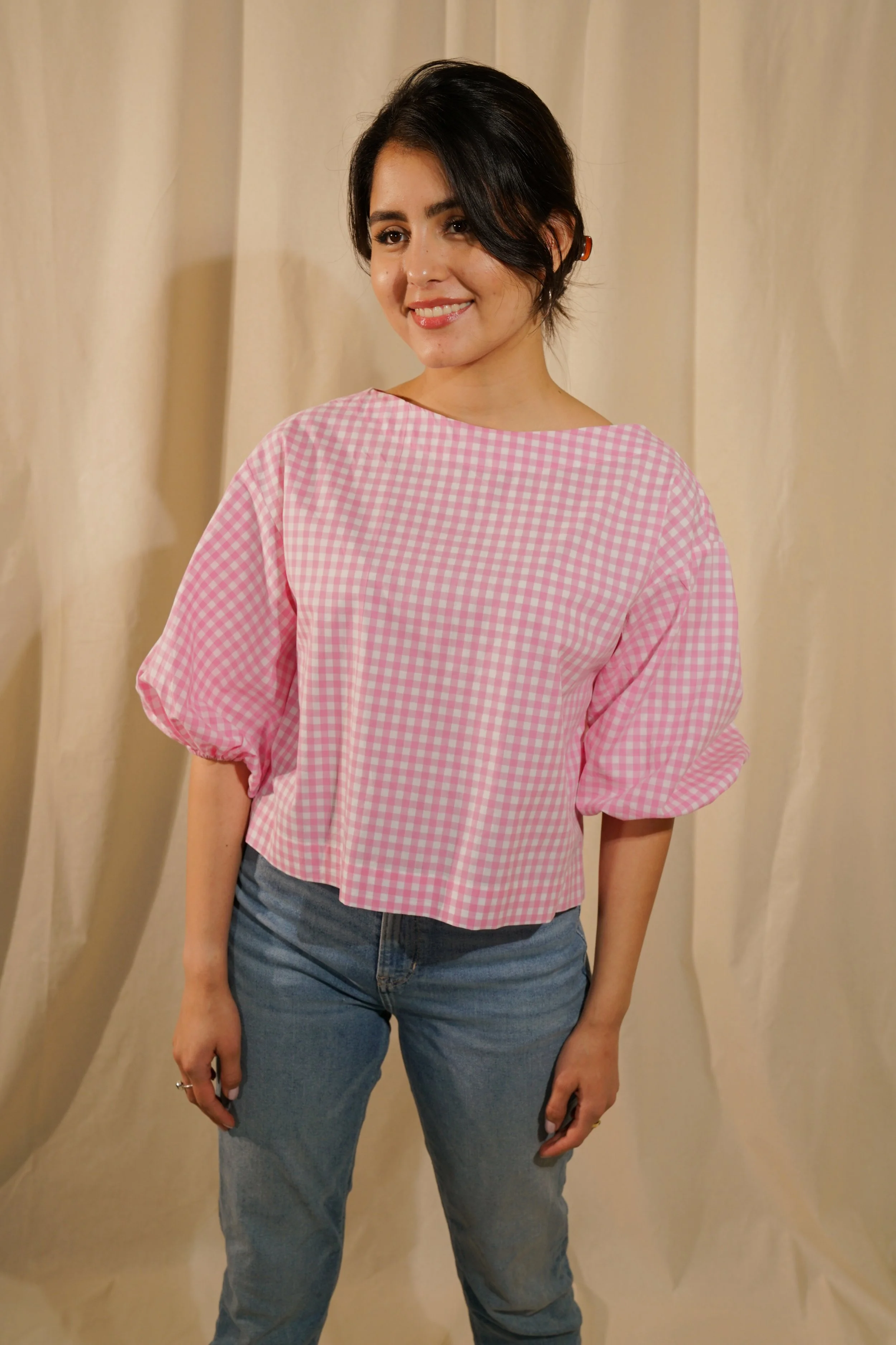 Amelia Blouse - Pink Gingham