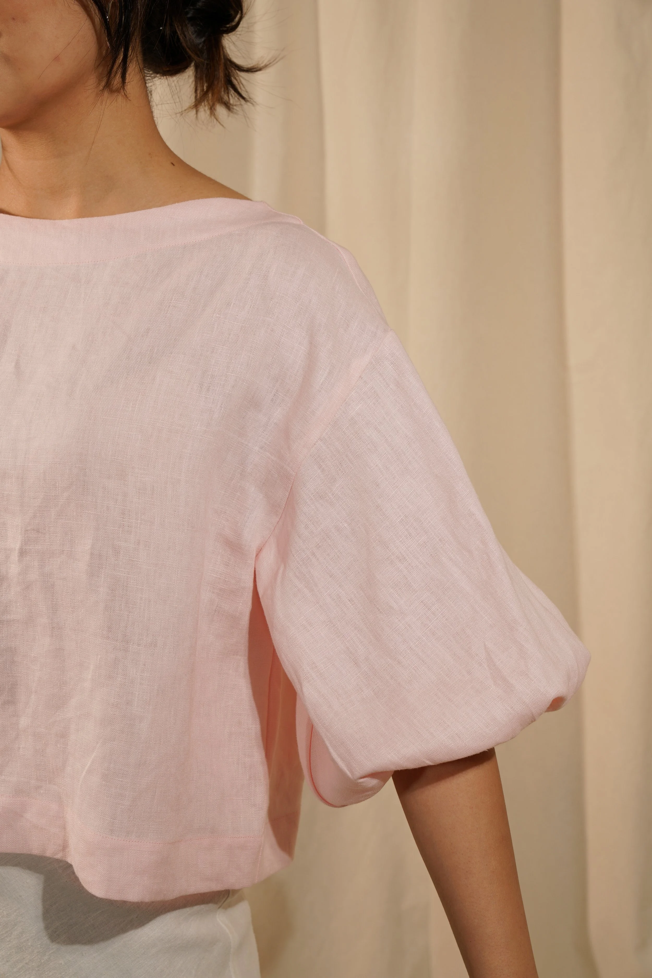 Amelia Blouse - Pink Linen