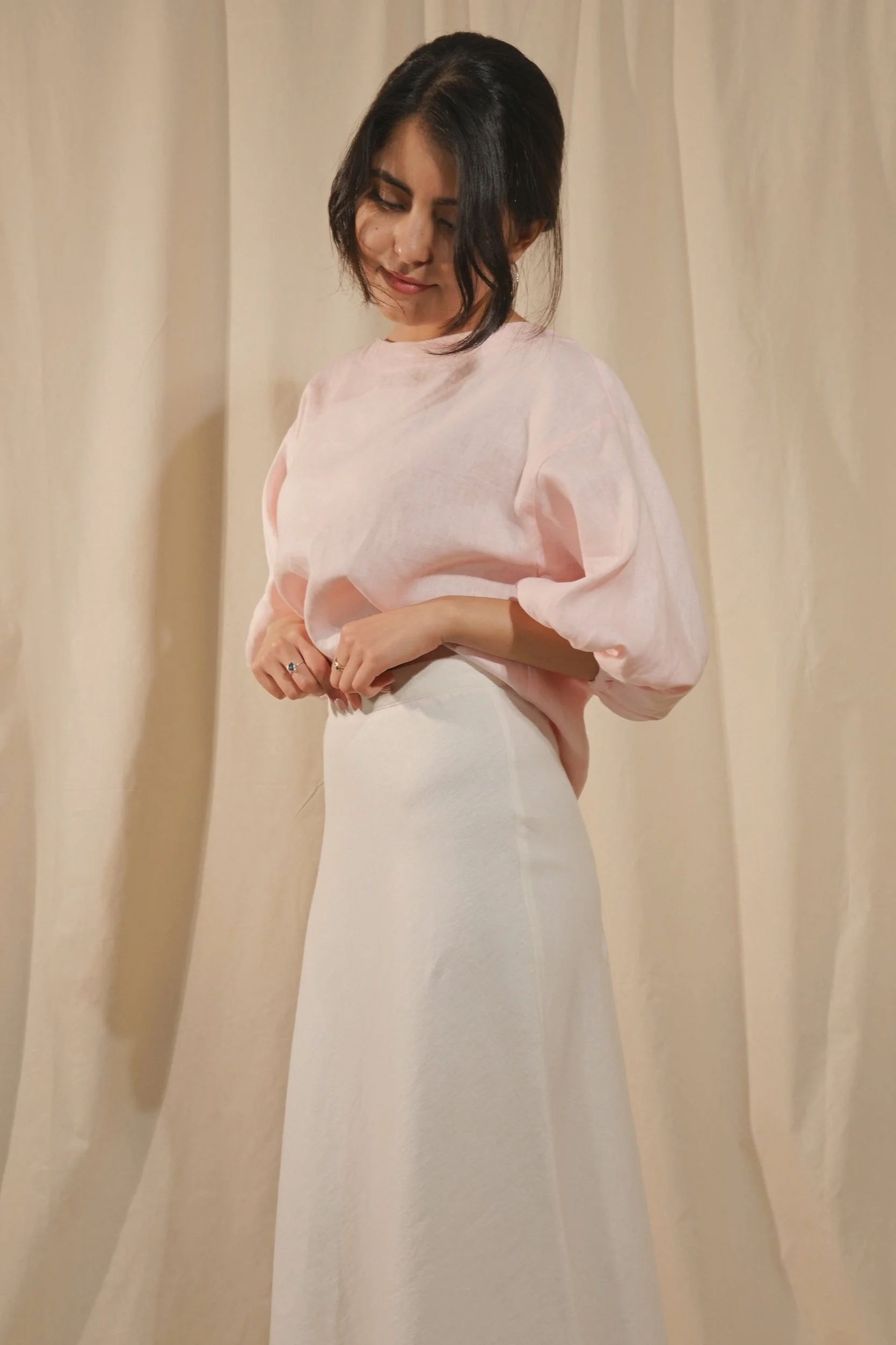 Amelia Blouse - Pink Linen