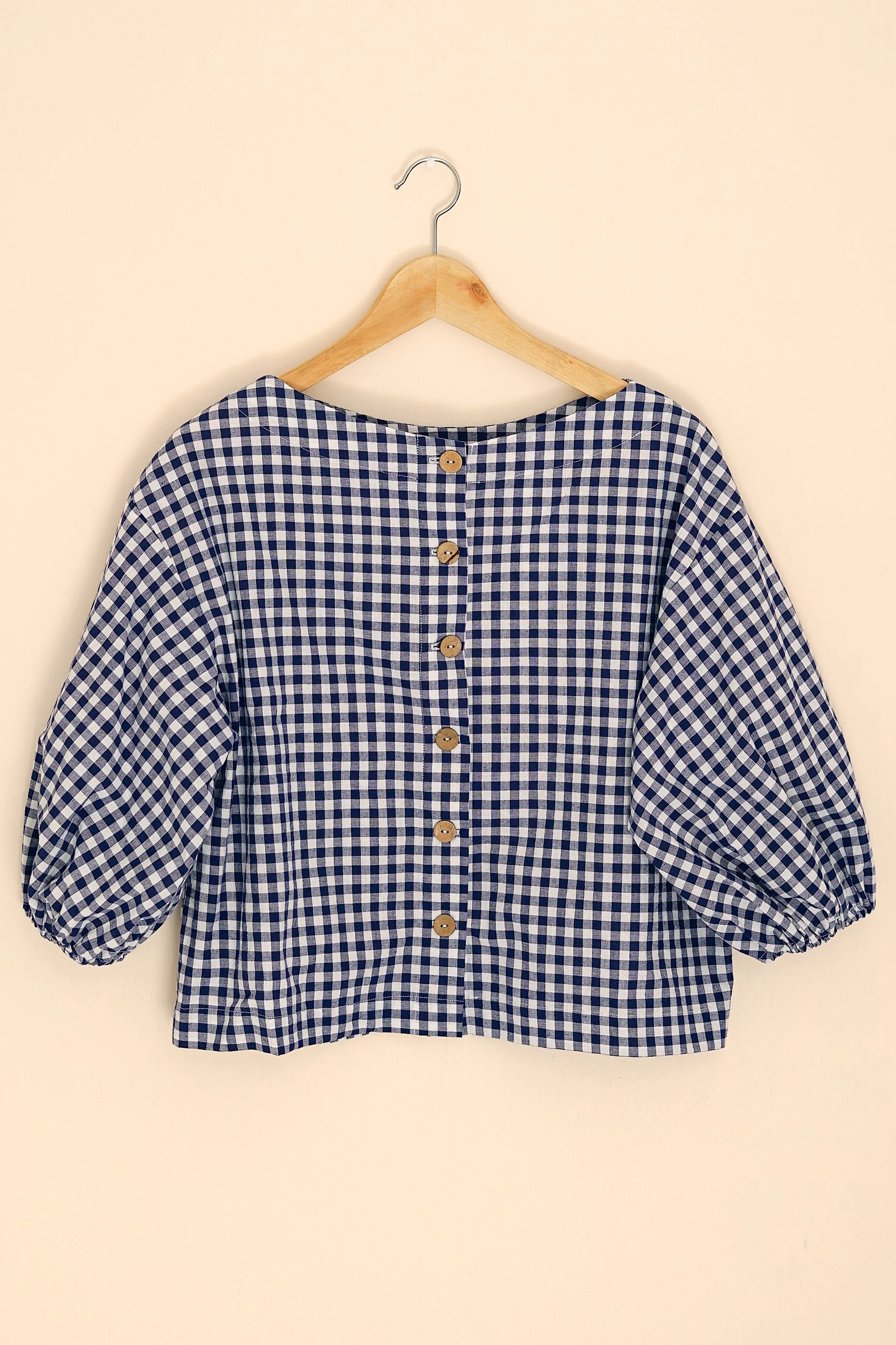 Amelia Blouse - Navy Blue Gingham