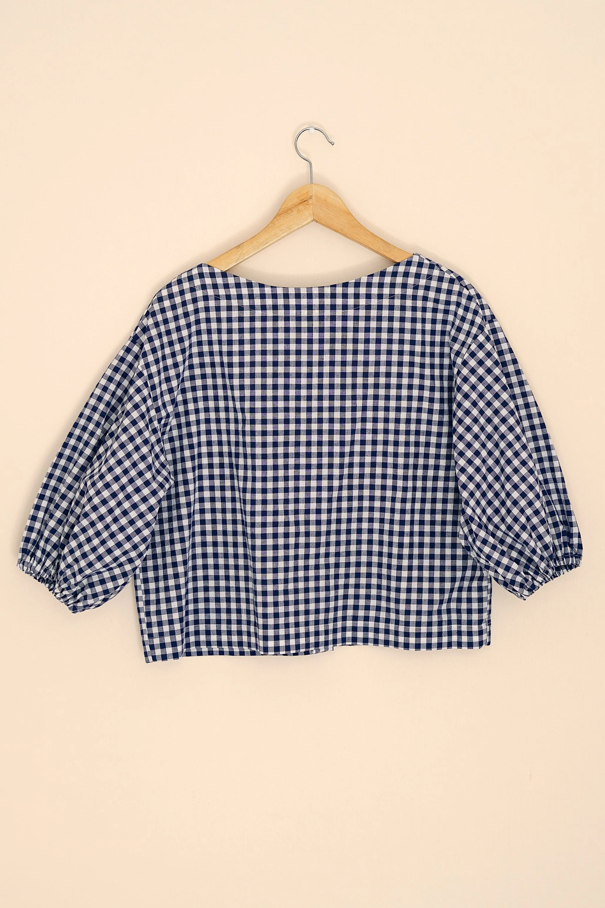 Amelia Blouse - Navy Blue Gingham