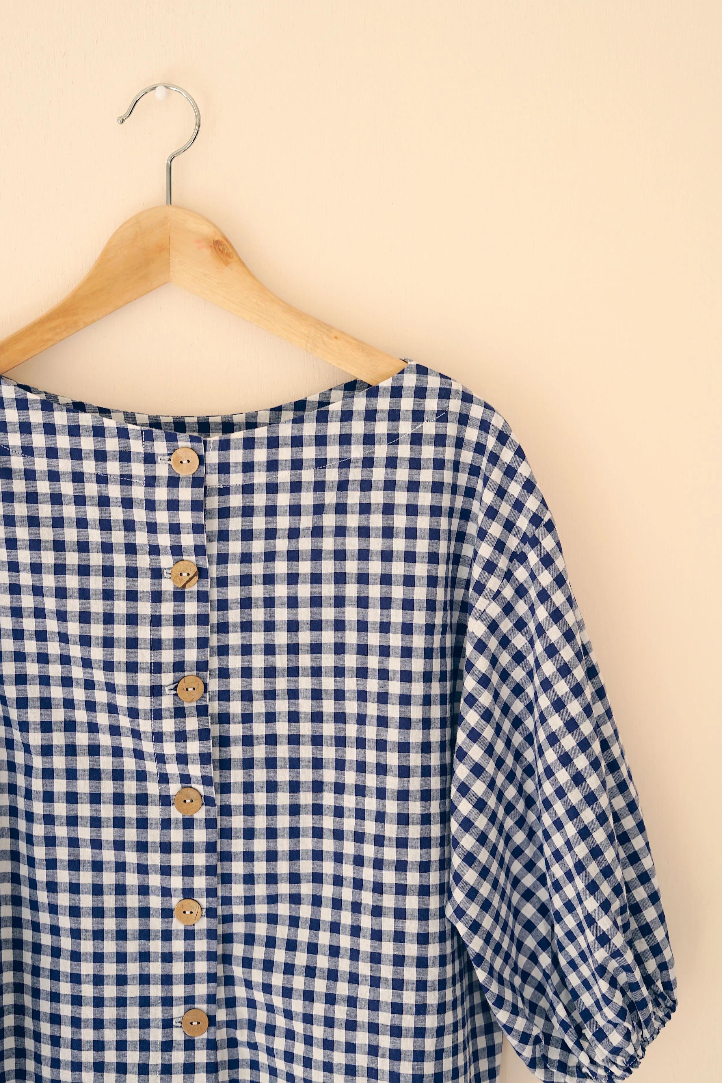 Amelia Blouse - Navy Blue Gingham