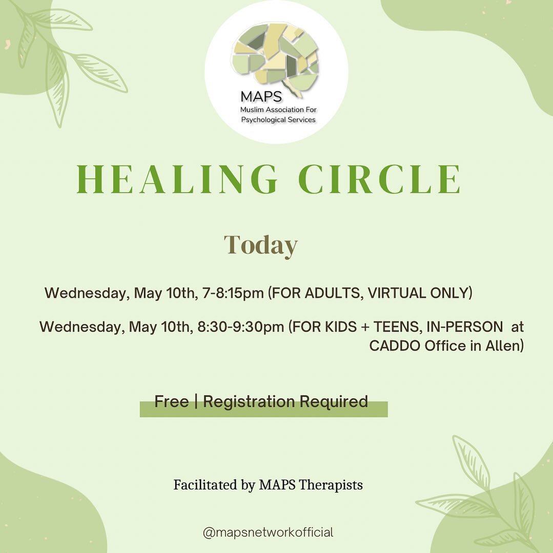 MAPS Healing Circle for the community this week. Please join us for necessary support and community resources. 

Led by MAPS Therapists. 
Registration link in stories 👆