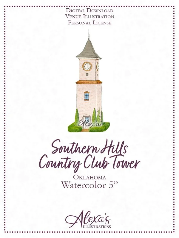 Southern Hills Country Club Tower Watercolor 6in (C) Alexa's Illustrations.jpg