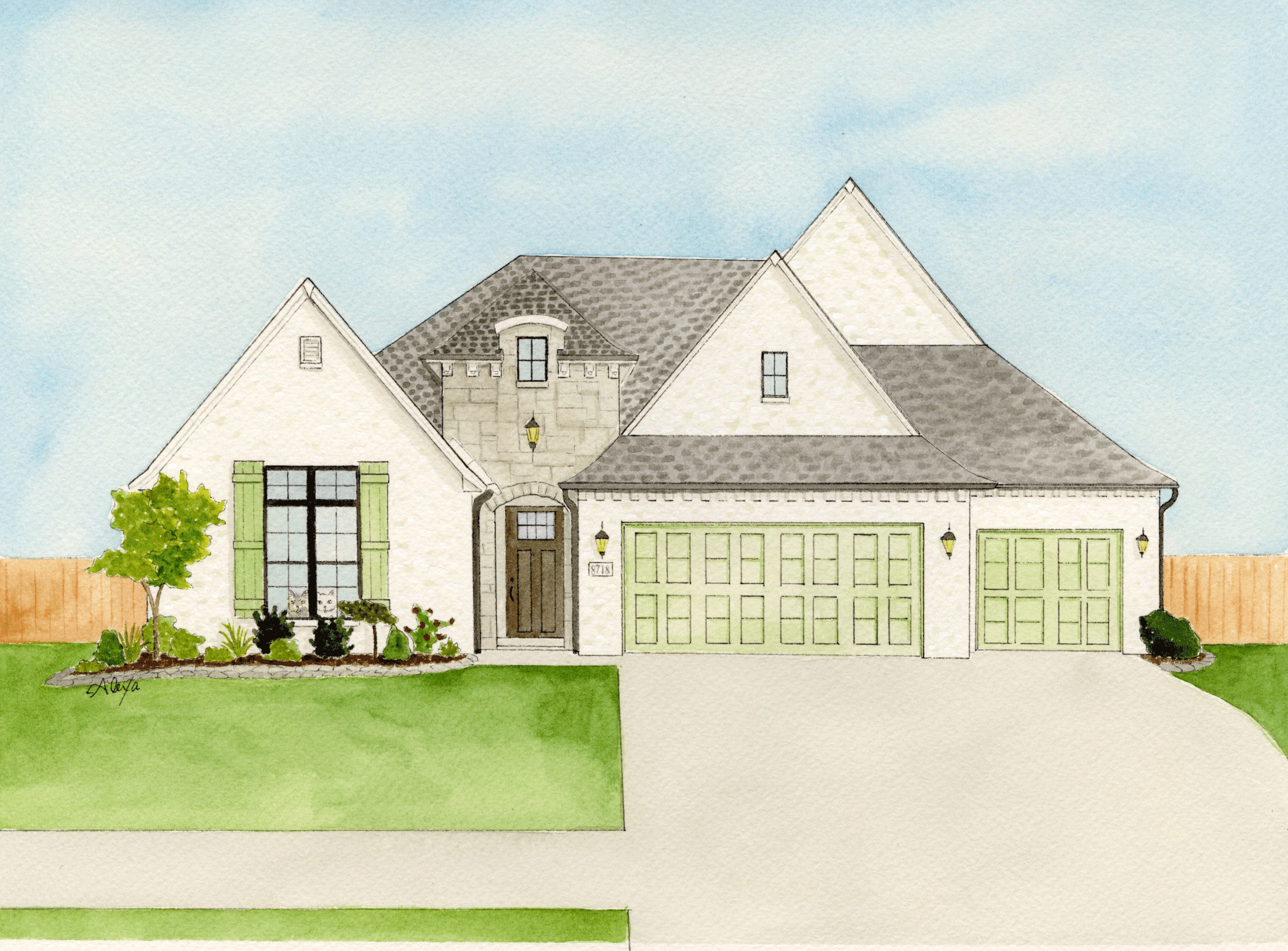 Alexa's Illustrations @alexasillustrations #alexasillustrations Tulsa House Portrait Watercolor Tulsa watercolor artist Oklahoma artist Tulsa wedding artist Oklahoma wedding wedding venue artist