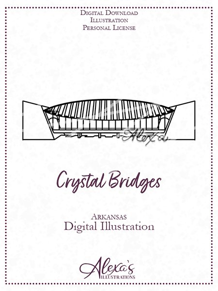 Wedding invitation art by Alexa's Illustrations Arkansas wedding venues crystal bridges