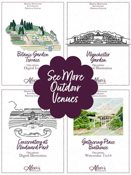 Tulsa Wedding Artist Alexa's Illustrations Outdoor Oklahoma Wedding invitation art