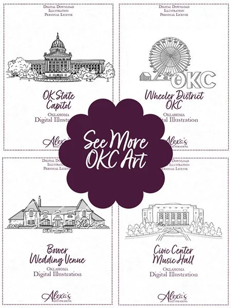 Oklahoma City Wedding Artist Alexa's Illustrations OKC, OK Wedding invitation art