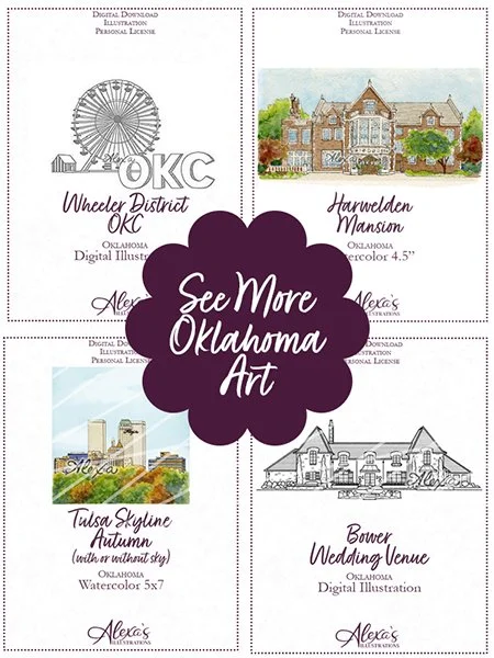 oklahoma wedding invitation artist wedding venue illustrations for wedding invitations. Tulsa wedding artist oklahoma wedding artist Alexa's Illustrations. wed society oklahoma artist