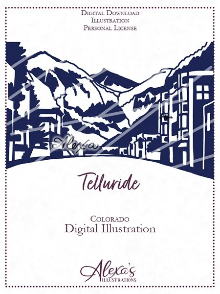 Alexa's Illustrations colorado wedding Telluride svg file invitation art