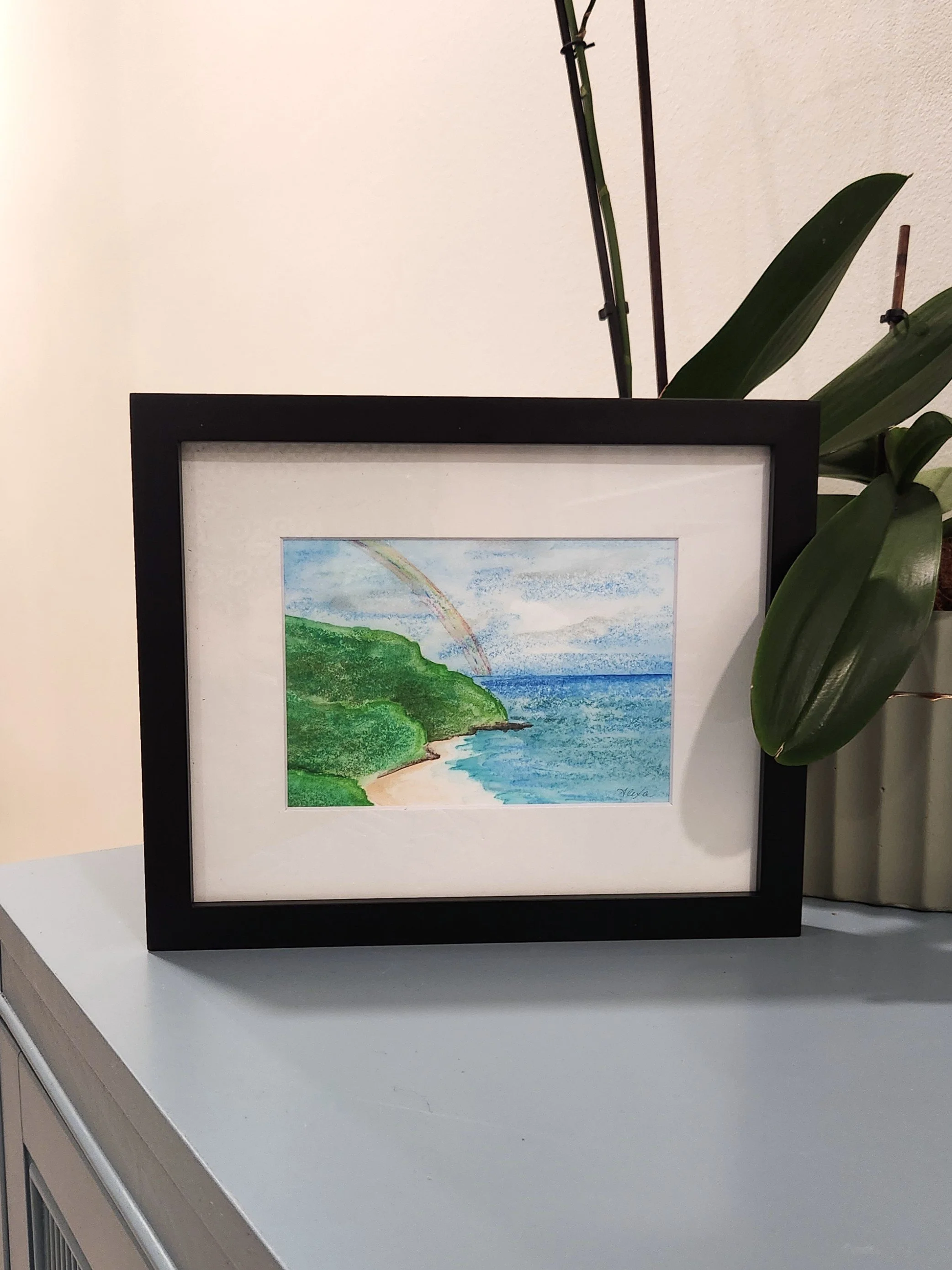 Art in the Square - Maui Rainbow Framed  ORIGINAL