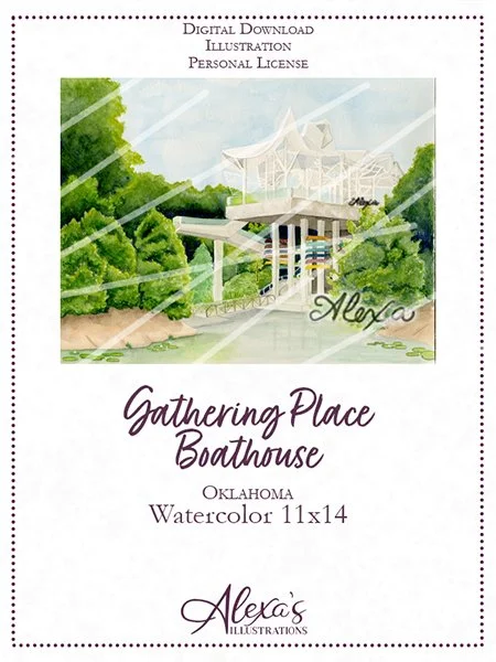 Tulsa Wedding Artist Alexa's Illustrations Gathering Place wedding invitation art