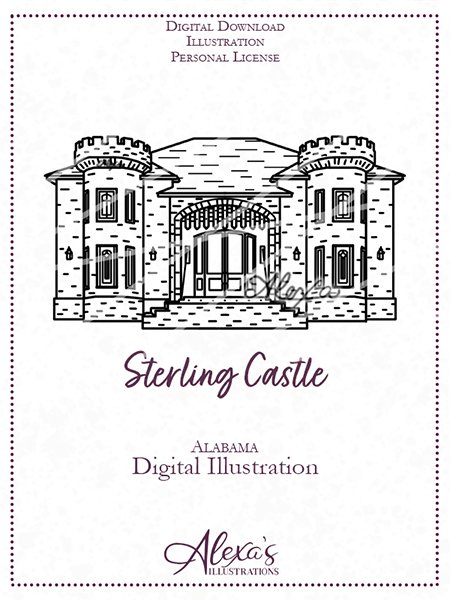 Wedding invitation art by Alexa's Illustrations Alabama wedding venues Sterling Castle
