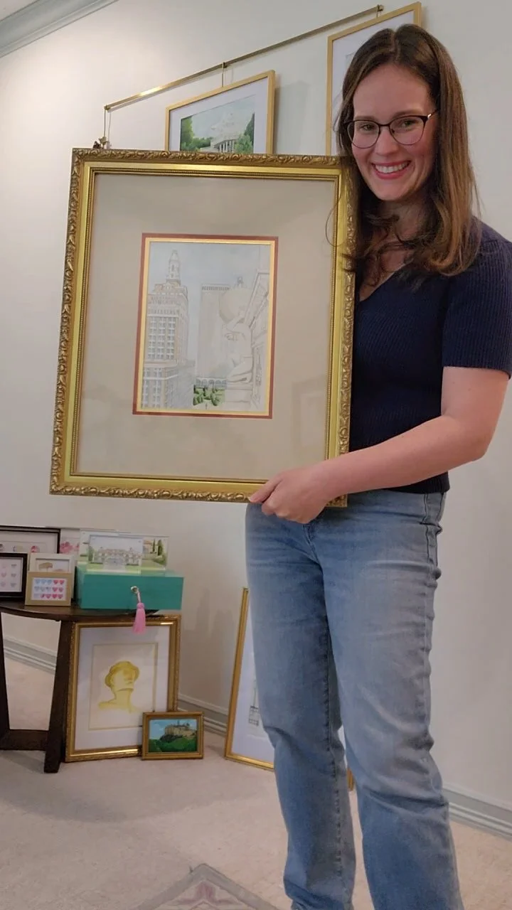 Art in the Square - Atlas Tulsa Framed  ORIGINAL