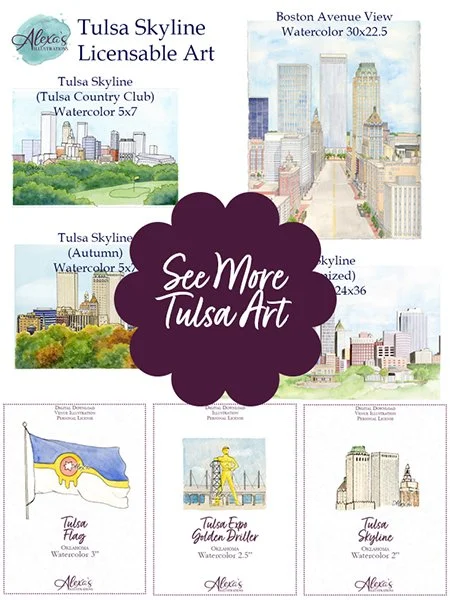 Custom wedding invitation art by Alexa's Illustrations wedding venue Tulsa