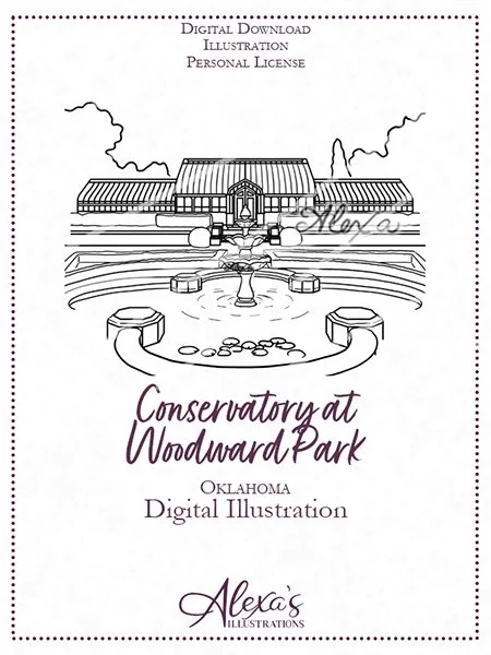 Tulsa Wedding Artist Alexa's Illustrations Conservatory at Woodward Park wedding invitation art
