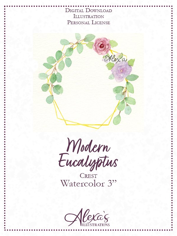 Crest modern eucalyptus watercolor 3in (C) Alexa's Illustrations.jpg