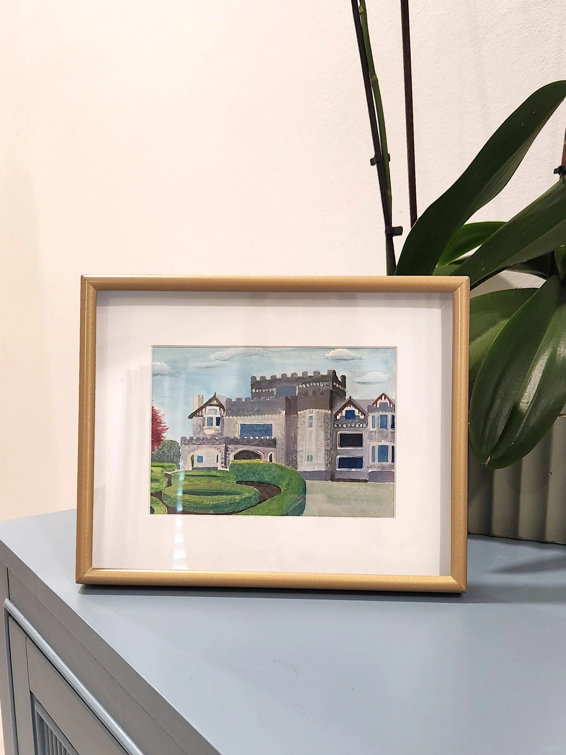 Art in the Square - Hatley Castle Framed ORIGINAL