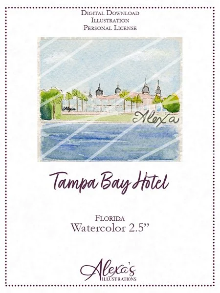 florida tampa bay hotel wedding invitation art by wedding invitation artist Alexa's Illustrations