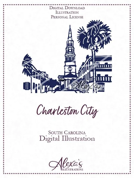 Wedding invitation art by Alexa's Illustrations South Carolina wedding venues Charleston City