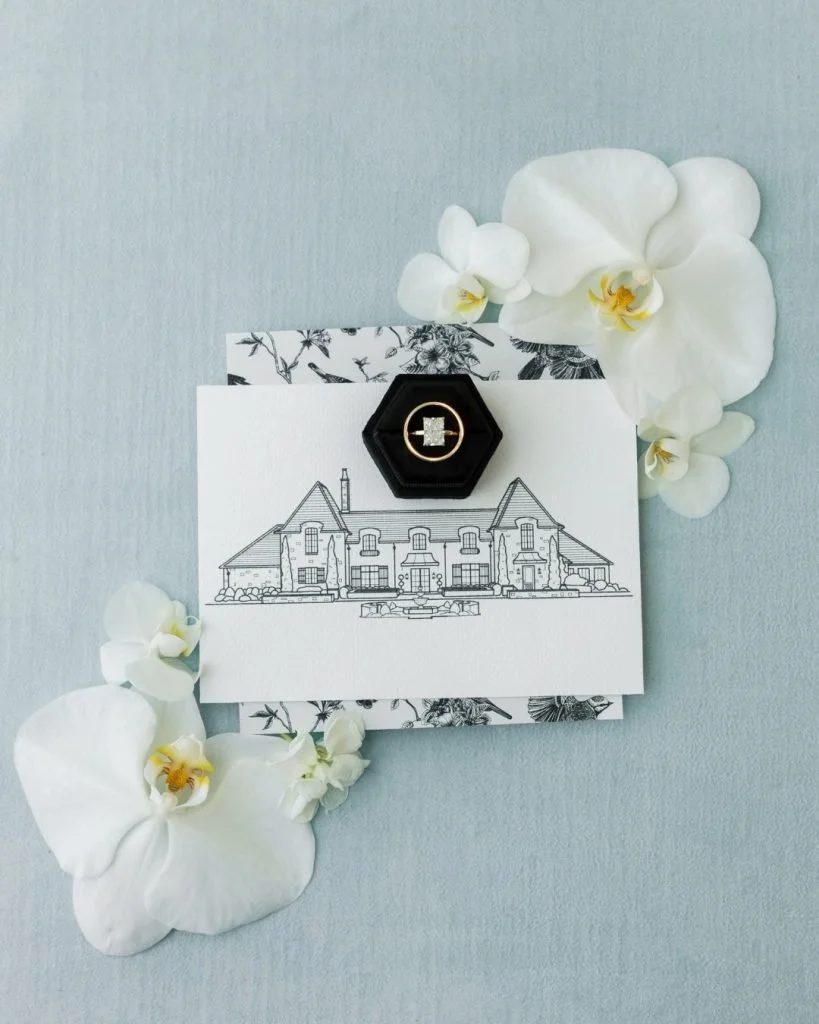 Bower oklahoma wedding invitation artist Alexa's Illustrations wed society oklahoma artist wedding venue art