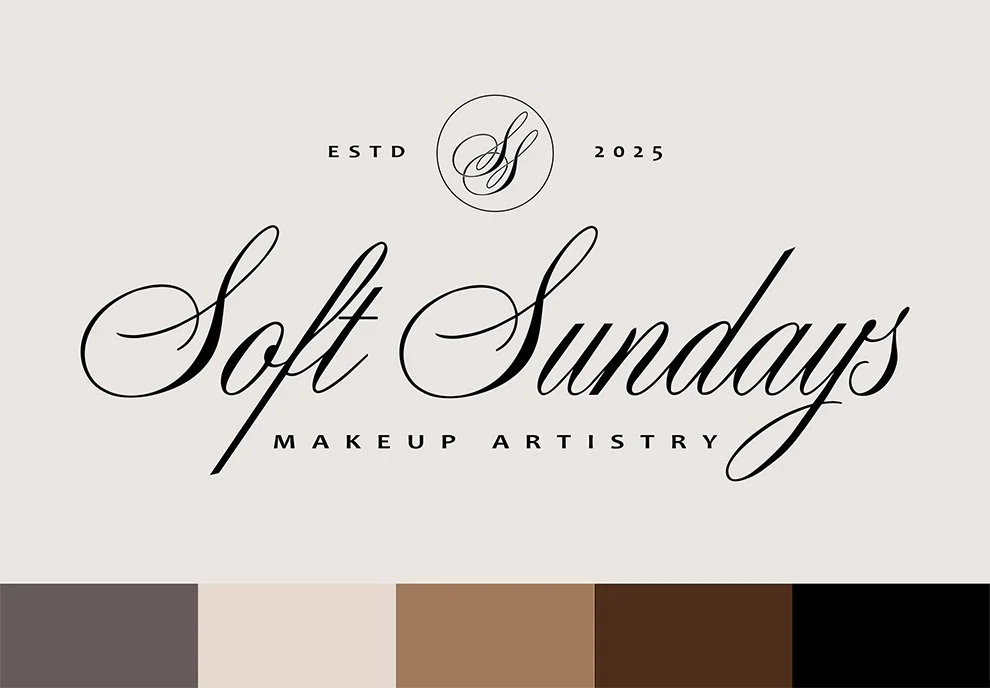 Soft Sundays Makeup Artistry Logo Design by Tulsa Graphic Designer Alexa's Illustrations