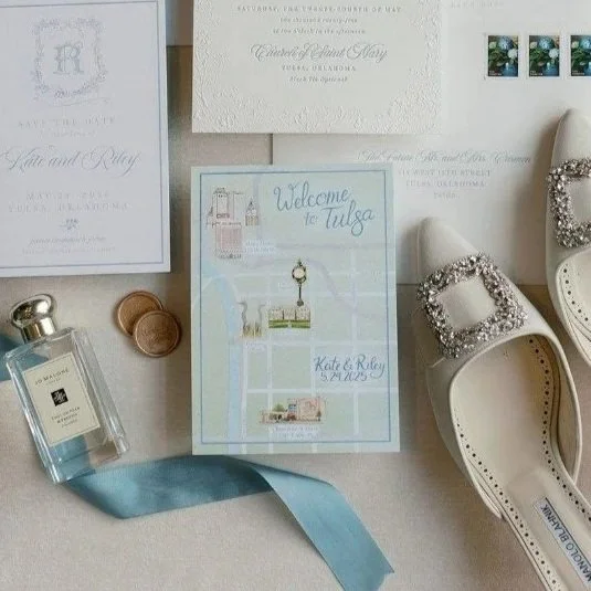 Tulsa wedding map by oklahoma wedding invitation artist Alexa's Illustrations