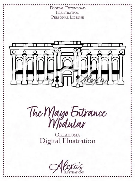 Mayo wedding invitation drawing Mayo wedding venue illustration art tulsa wedding artist Alexa's Illustrations Tulsa Mayo Hotel wedding invitation sketch