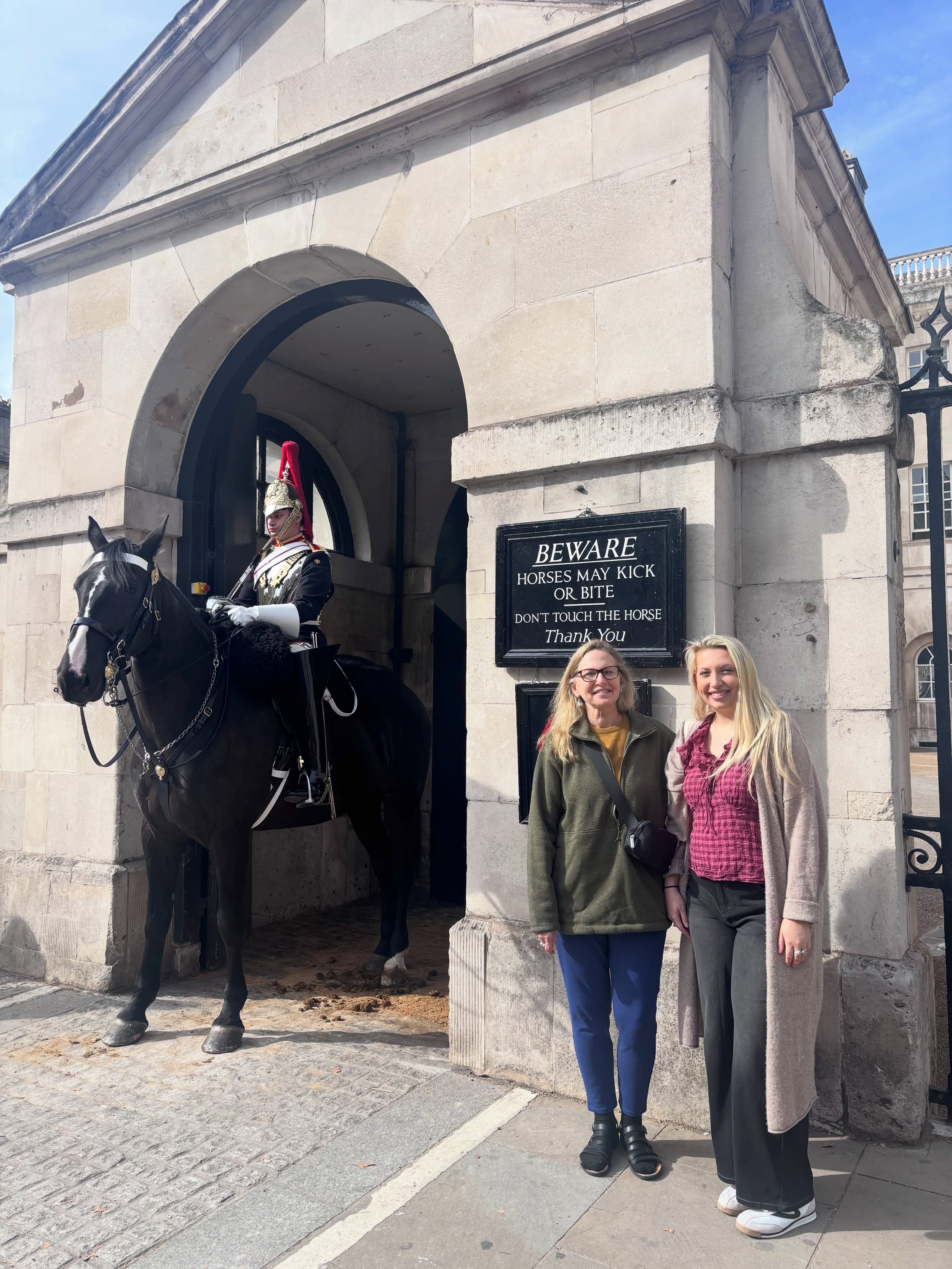 Today we saw Prince Harry&rsquo;s Regiment-The Household Cavalry Mounted Regiment in Whitehall, a newly unveiled plinth, an official Telephone Booth photo with Eliza &amp; Heather☎️, Benjamin Franklin&rsquo;s former residence, Big Ben, Westminster Ab